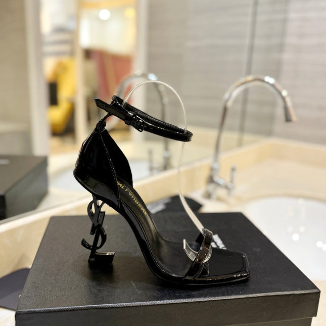 SL OPYUM SANDALS 105 BLACK CALFSKIN