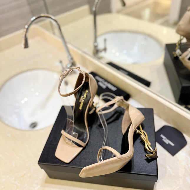 SL OPYUM SANDALS 105 CAMEL AND BLACK CALFSKIN