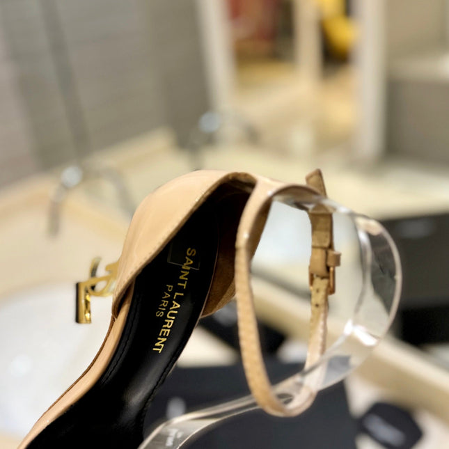 SL OPYUM SANDALS 105 CAMEL AND BLACK CALFSKIN