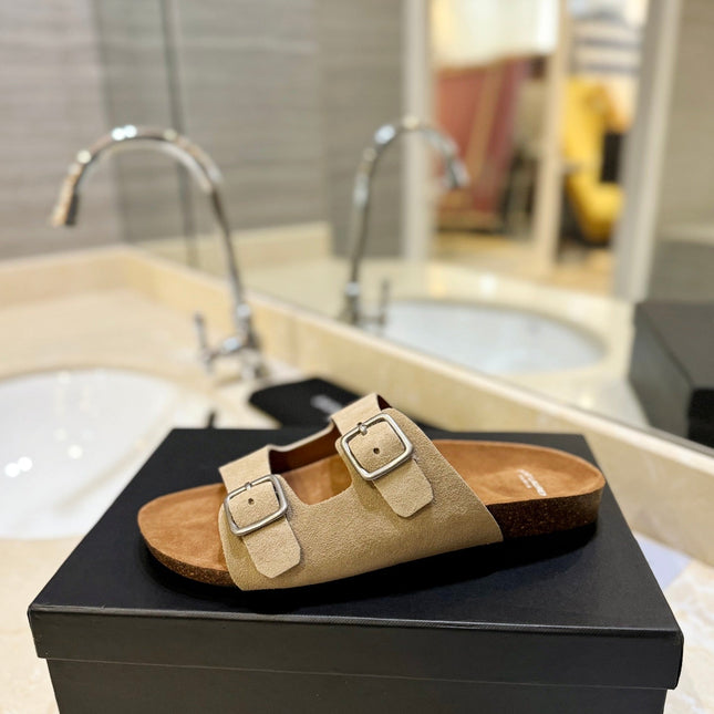 SL Flat Sandal Women Brown Beige Seude