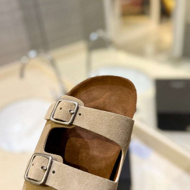 SL Flat Sandal Women Brown Beige Seude