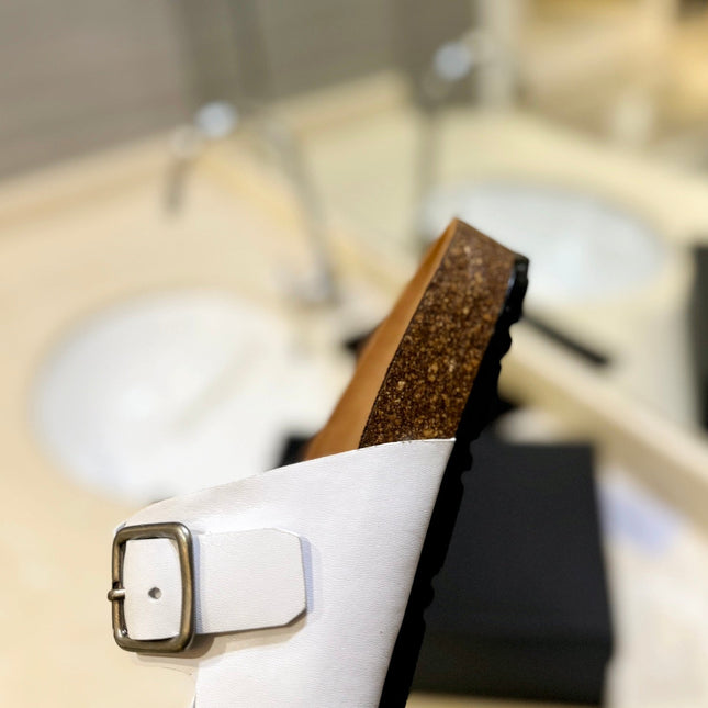 SL Flat Sandal Women Brown Seude White Calfskin