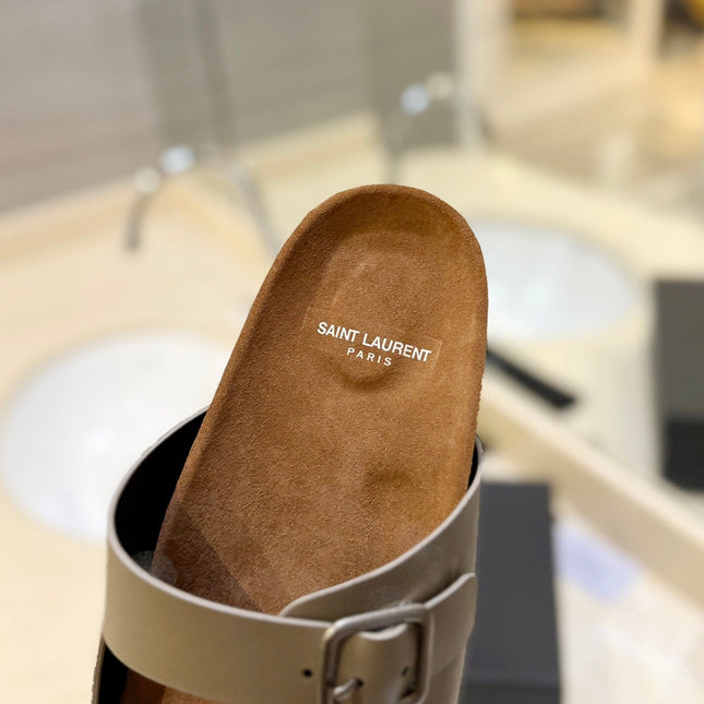 SL Flat Sandal Women Brown Seude Grey Calfskin