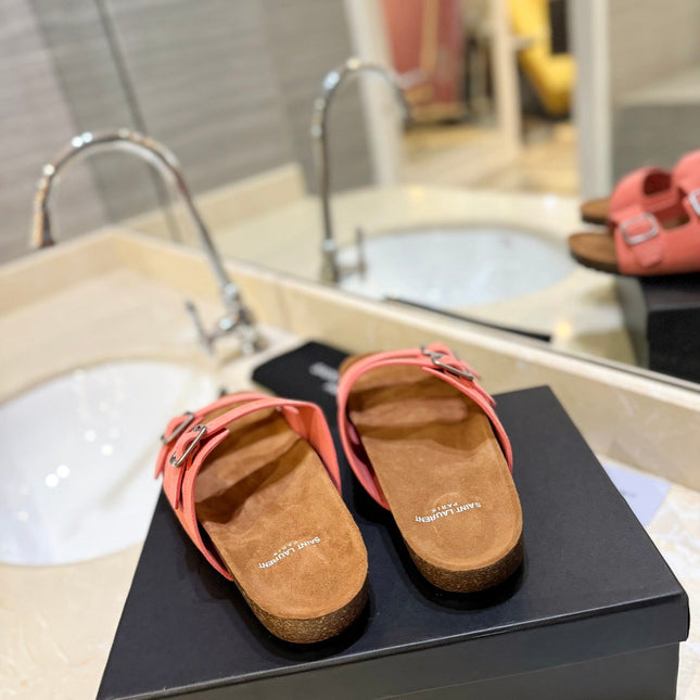 SL Flat Sandal Women Brown Pink Seude