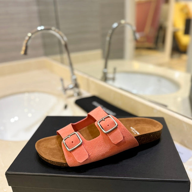 SL Flat Sandal Women Brown Pink Seude