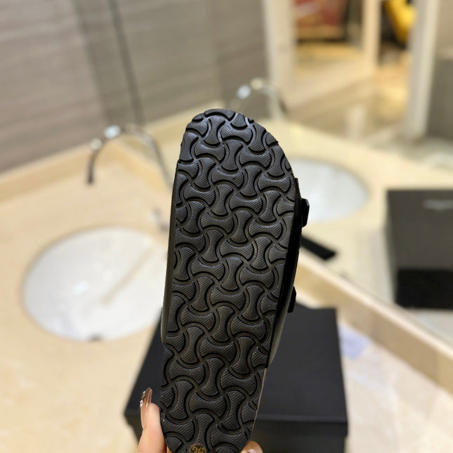 SL Flat Sandal Women Brown Seude Black Calfskin