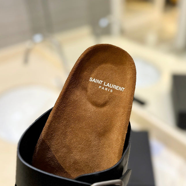 SL Flat Sandal Women Brown Seude Black Calfskin