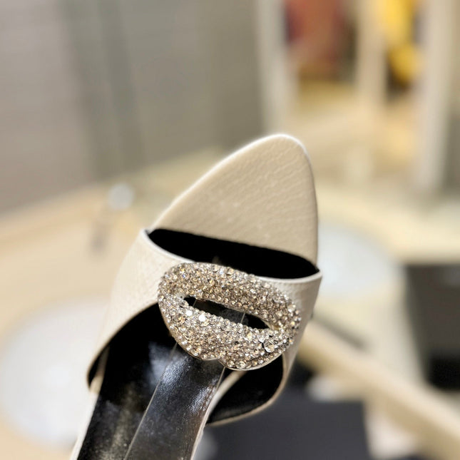 SL AYERS SNAKE CRYSTAL SANDAL WHITE CALFSKIN