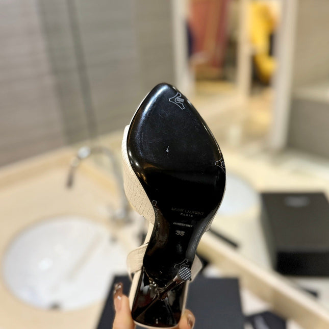 SL AYERS SNAKE CRYSTAL SANDAL WHITE CALFSKIN