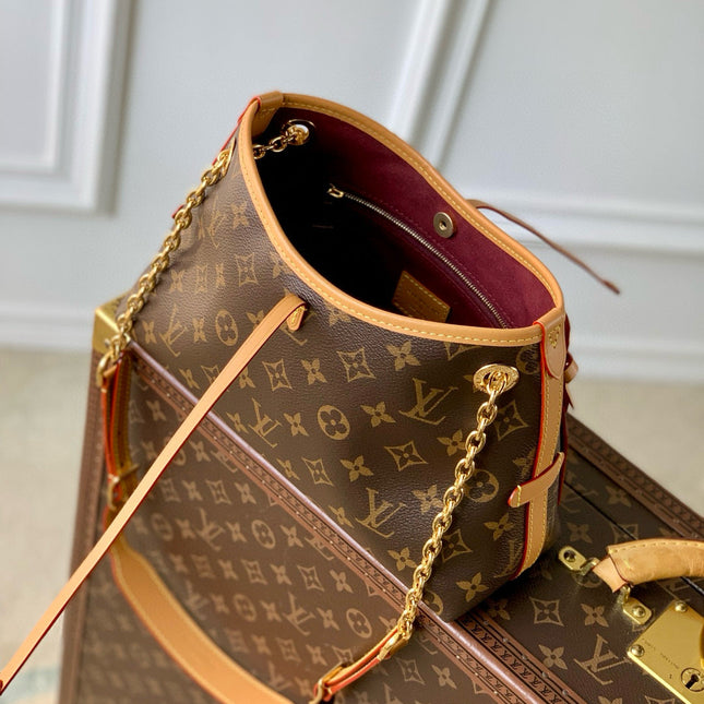 CARRYALL BB BAG 26 IN BROWN MONOGRAM COATED CANVAS AND CALFSKIN GOLD HARDWARE