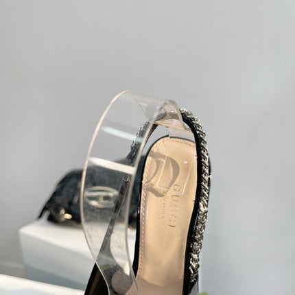 GG SIGNORIA 45 SLINGBACK PUMP GLOSSY BLACK LAMBSKIN