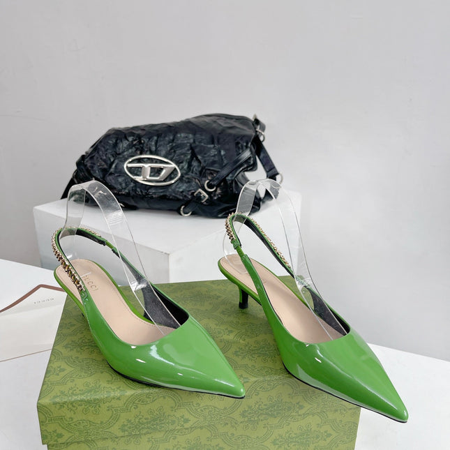 GG SIGNORIA 45 SLINGBACK PUMP GREEN LAMBSKIN