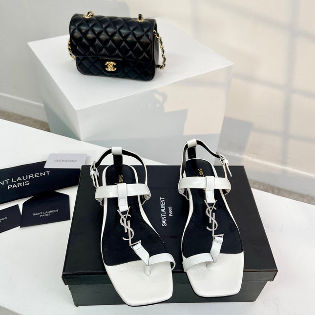 SL CASSANDRA ONE SANDAL FLAT WHITE CALFSKIN