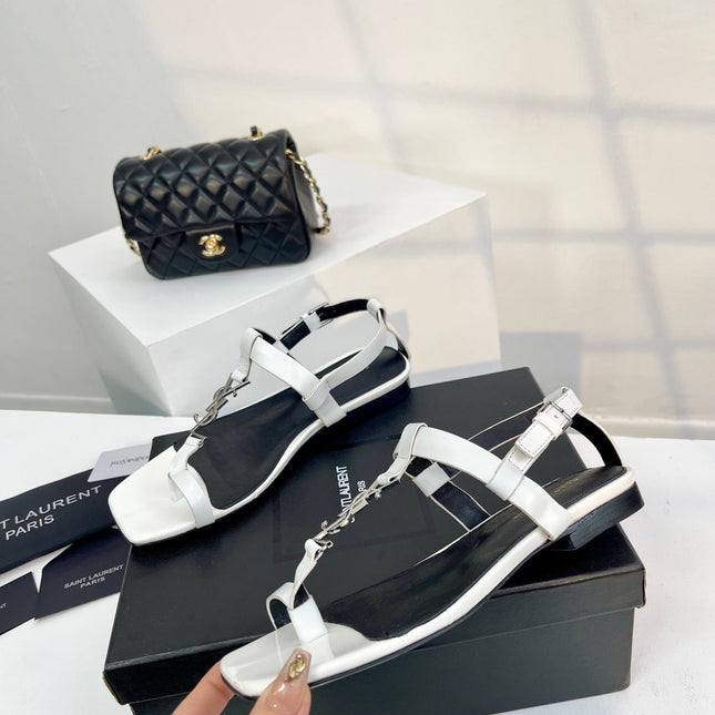 SL CASSANDRA ONE SANDAL FLAT WHITE CALFSKIN