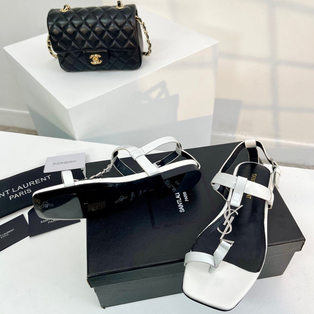 SL CASSANDRA ONE SANDAL FLAT WHITE CALFSKIN