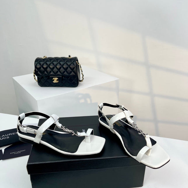 SL CASSANDRA ONE SANDAL FLAT WHITE CALFSKIN