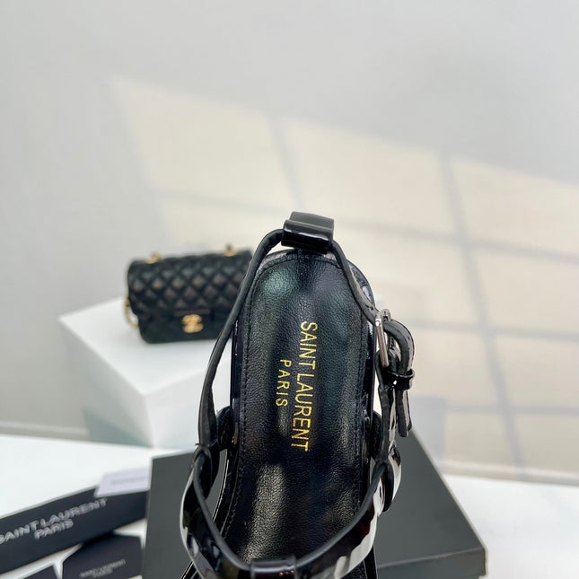 SL Cassandra Flat Sandals Black Patent Leather