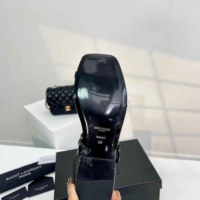 SL CASSANDRA ONE SANDAL FLAT BLACK CALFSKIN