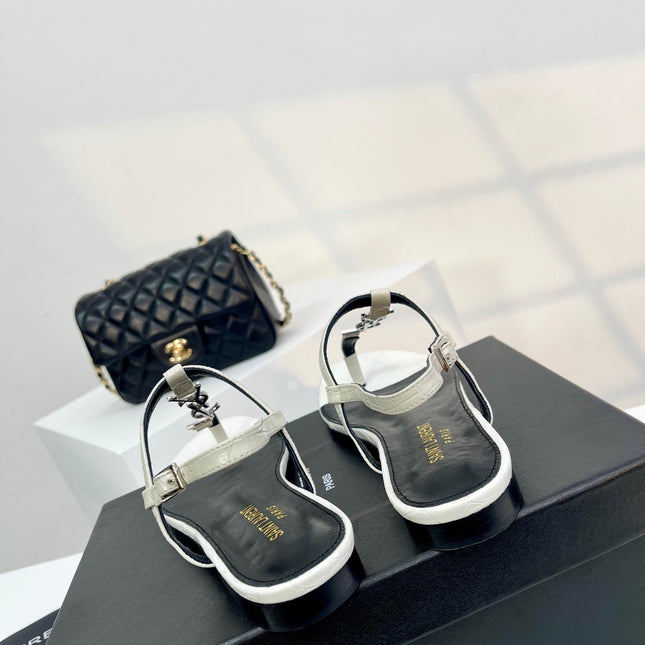 SL Cassandra Croc-Embossed Thong Sandals Black White Leather