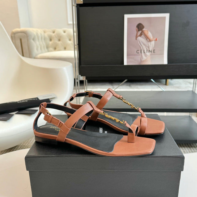 SL CASSANDRA ONE SANDAL FLAT CIDER CALFSKIN