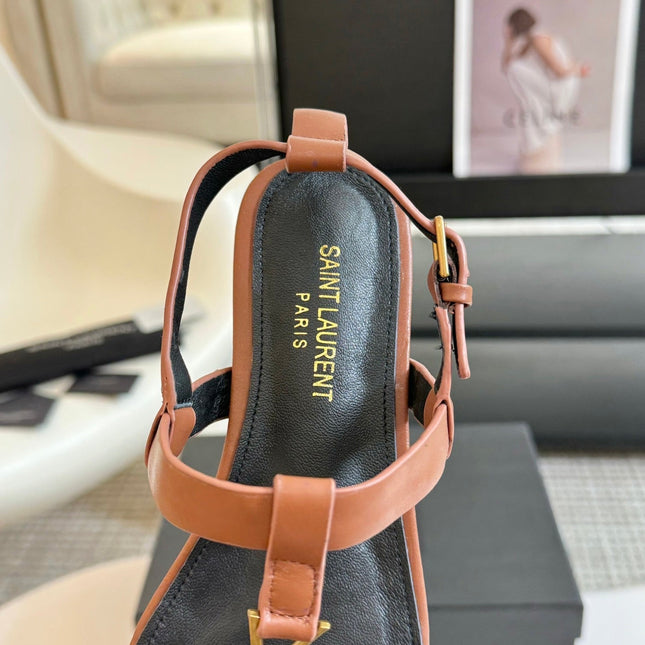 SL Cassandra Flat Sandals Black Tan Leather