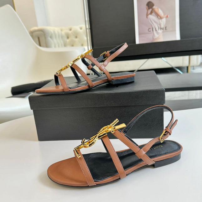 SL CASSANDRA TRIPLE SANDAL FLAT CIDER CALFSKIN