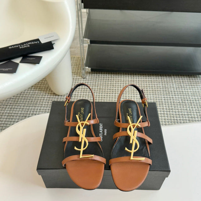 SL CASSANDRA TRIPLE SANDAL FLAT CIDER CALFSKIN