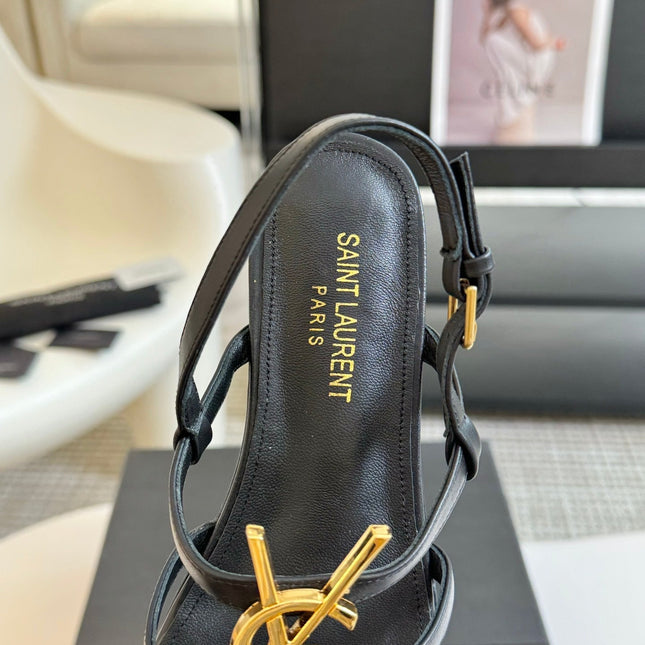 SL CASSANDRA TRIPLE SANDAL FLAT BLACK CALFSKIN
