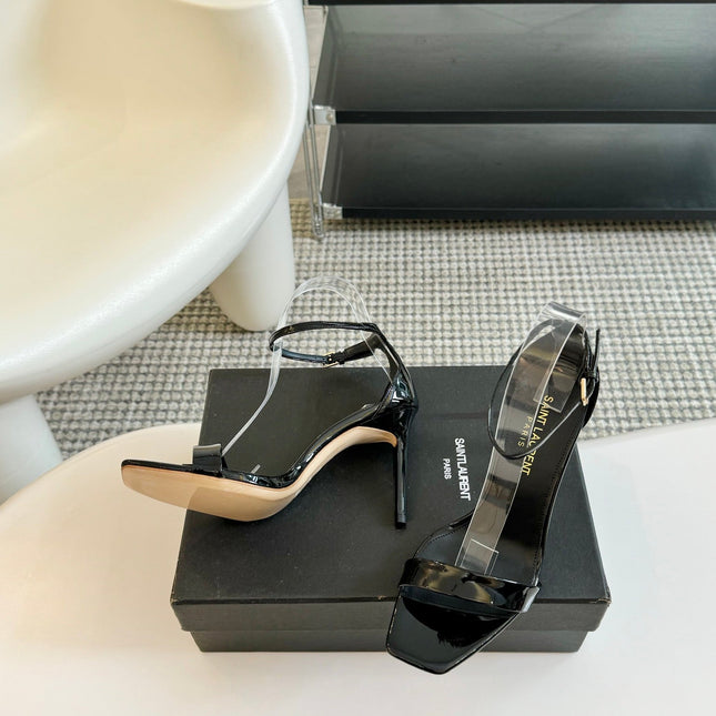 SL SQUARE-TOED HIGH HEELS BLACK CALFSKIN