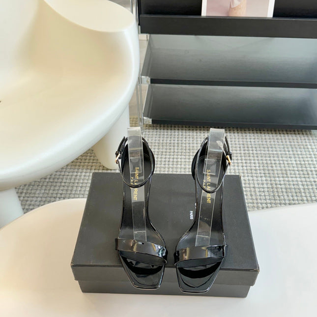 SL SQUARE-TOED HIGH HEELS BLACK CALFSKIN