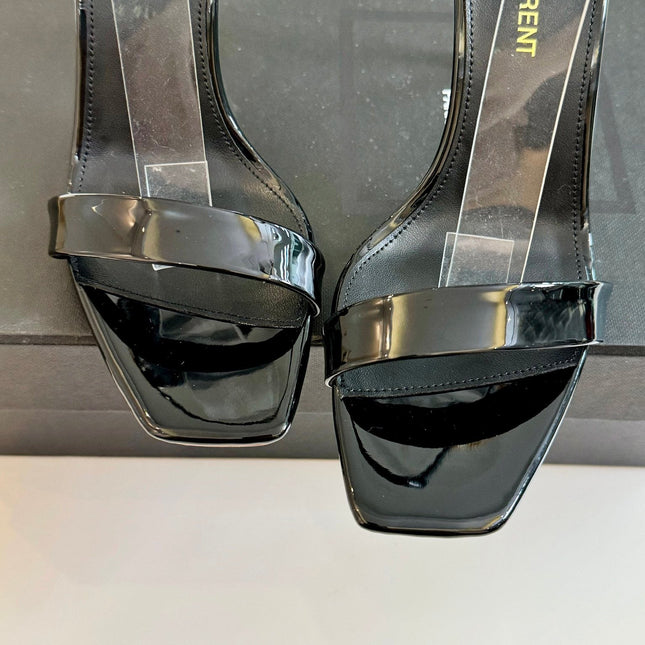 SL SQUARE-TOED HIGH HEELS BLACK CALFSKIN