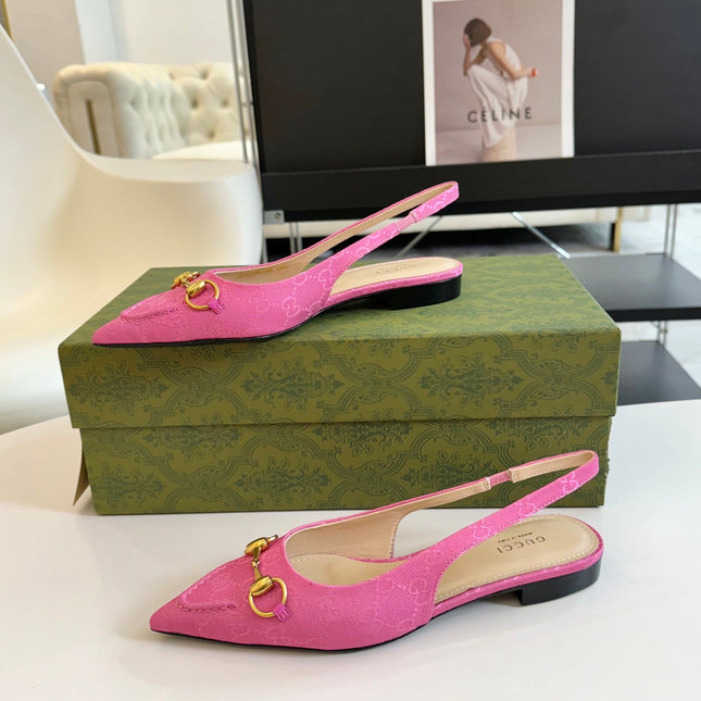 GG HORSEBIT SLINGBACK BALLET FLAT PINK CANVAS