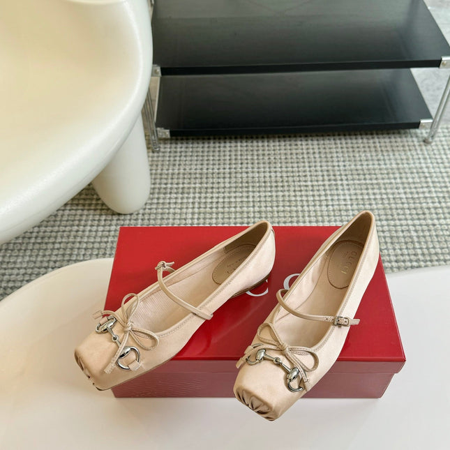 GG BALLET FLAT CREAM SILK
