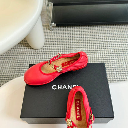 MARY JANE SHOES ROSE RED SHEEPSKIN
