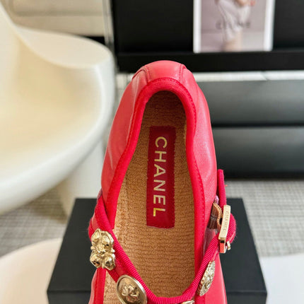 MARY JANE SHOES ROSE RED SHEEPSKIN