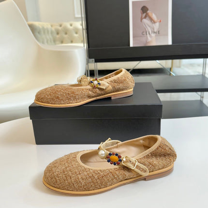 MARY JANE SHOES GRANOLA YELLOW WOOL TWEED