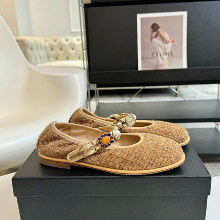 MARY JANE SHOES GRANOLA YELLOW WOOL TWEED