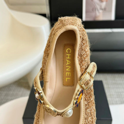 MARY JANE SHOES GRANOLA YELLOW WOOL TWEED