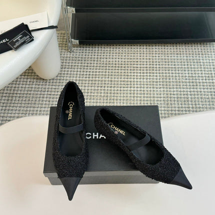 CC MARY JANE IN BLACK WOOL TWEED AND SATIN