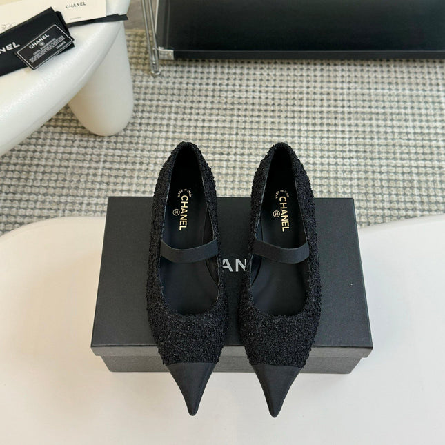 CC MARY JANE IN BLACK WOOL TWEED AND SATIN