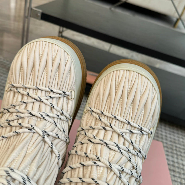 SNOW LONG BOOTS IN COSMIC LATTE WRINKLED NYLON