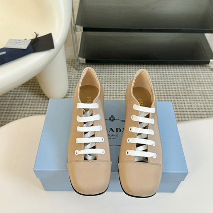 LACE-UP HIGH SHOES IN BEIGE CANVAS