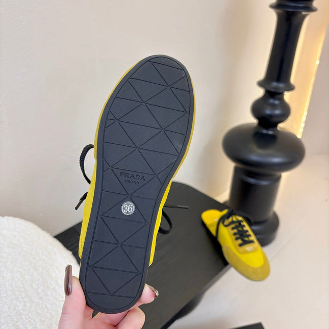 SNEAKER MULES IN YELLOW NYLON AND SUEDE