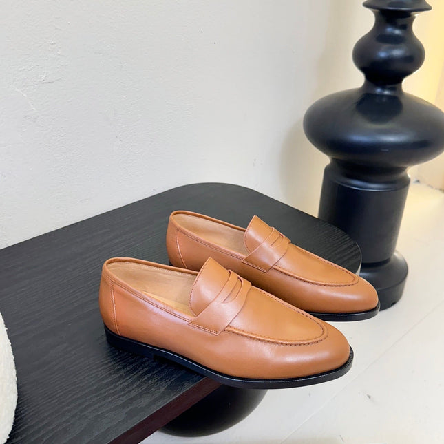 LOAFERS IN CINNAMON BROWN LAMBSKIN