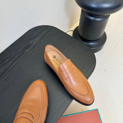 LOAFERS IN CINNAMON BROWN LAMBSKIN