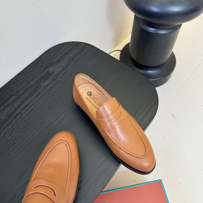 LOAFERS IN CINNAMON BROWN LAMBSKIN