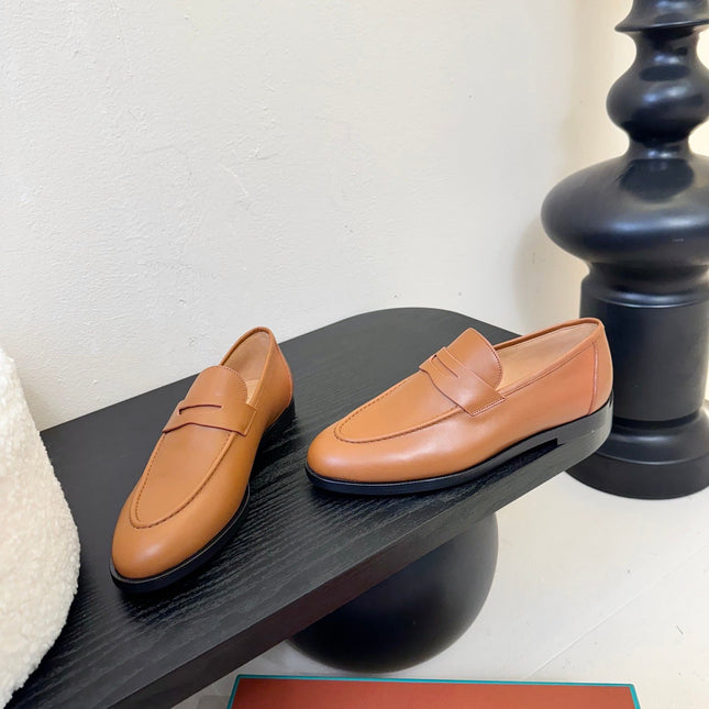 LOAFERS IN CINNAMON BROWN LAMBSKIN