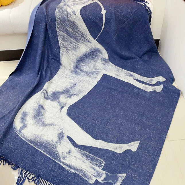 CHEVAL D'ATTELAGE BLANKET 180 CM IN NAVY BLUE LAMBSWOOL AND CASHMERE 231863