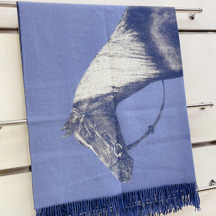 CHEVAL D'ATTELAGE BLANKET 180 CM IN NAVY BLUE LAMBSWOOL AND CASHMERE 231863