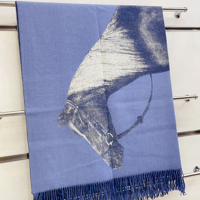 CHEVAL D'ATTELAGE BLANKET 180 CM IN NAVY BLUE LAMBSWOOL AND CASHMERE 231863